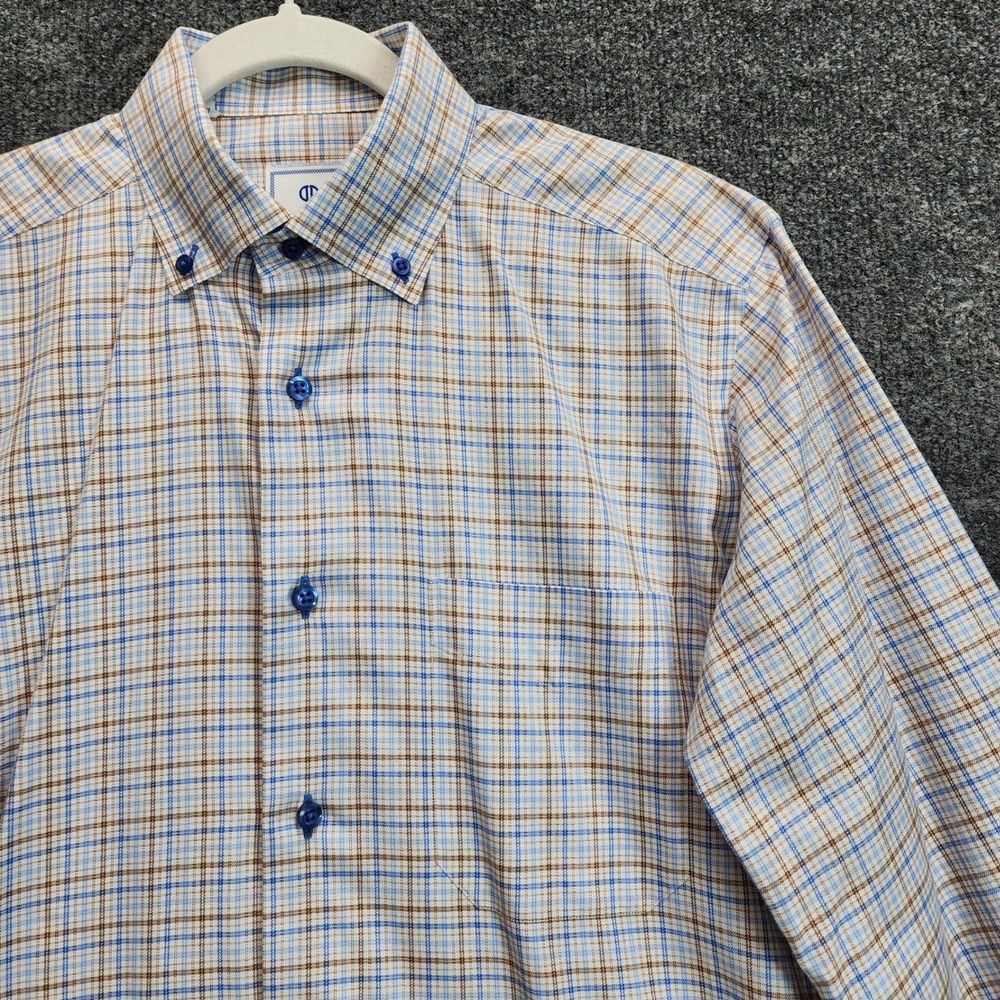 David Donahue Mens Plaid Button Down Shirt Medium Preppy Classic Business Casual